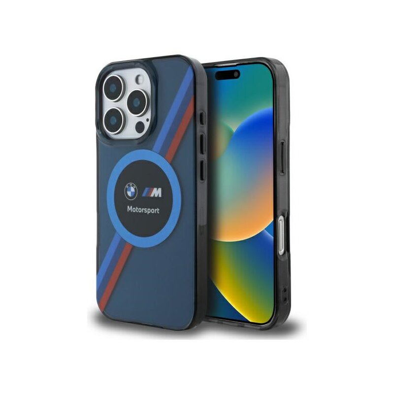 Husa BMW iPhone 16 Pro Max Hardcase Motorsport IML Circle MagSafe, bleumarin, BMHMP16X23HTPUV