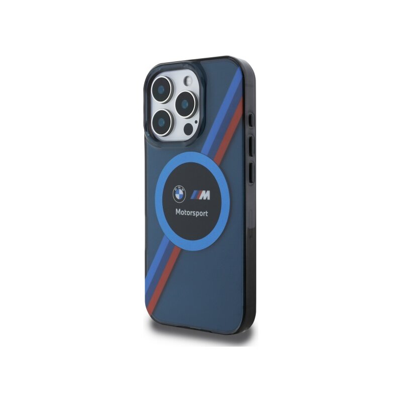Husa BMW iPhone 16 Pro Max Hardcase Motorsport IML Circle MagSafe, bleumarin, BMHMP16X23HTPUV