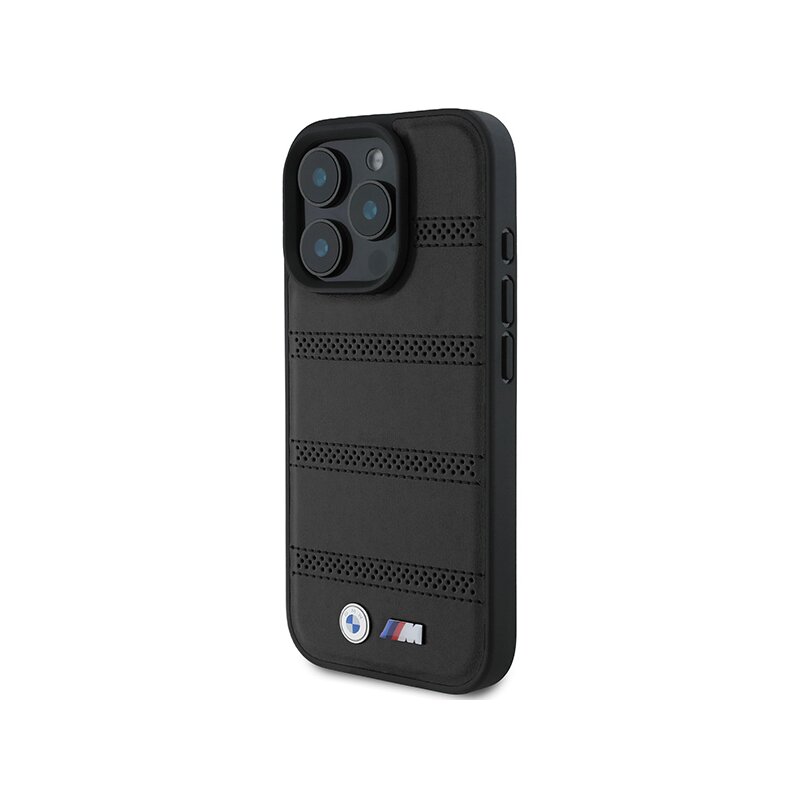 Husa BMW iPhone 16 Pro Hardcase M Perforated And Stitched Line MagSafe, negru, BMHMP16L23PUSPK