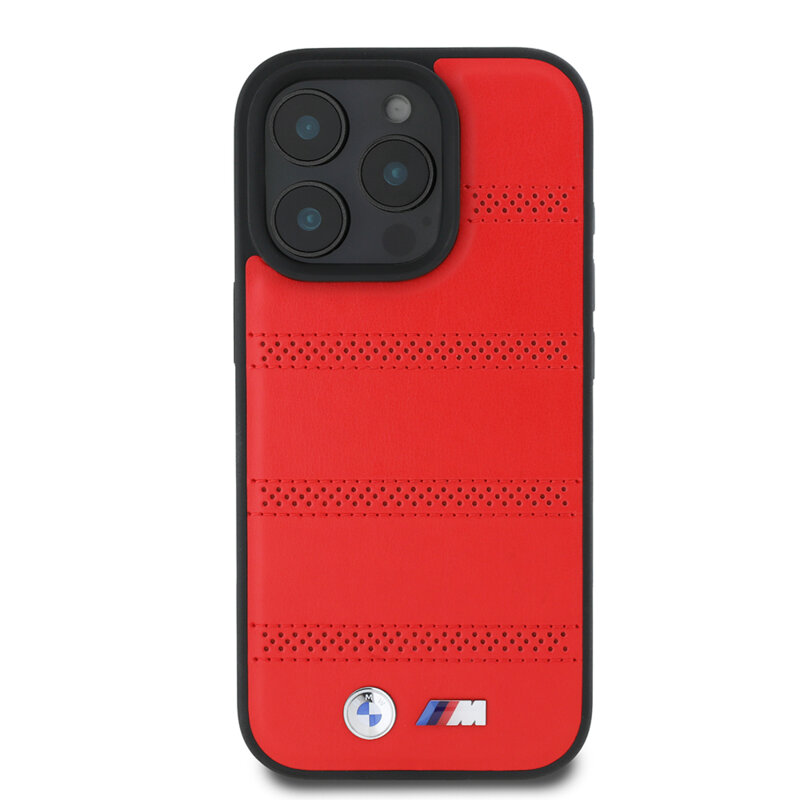 Husa BMW iPhone 16 Pro Hardcase M Perforated And Stitched Line MagSafe, rosu, BMHMP16L23PUSPR
