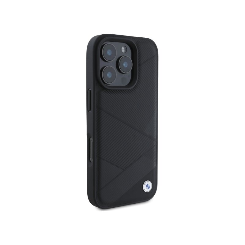 Husa BMW iPhone 16 Pro Max Natural Leather, negru, BMHCP16X23RCGPK