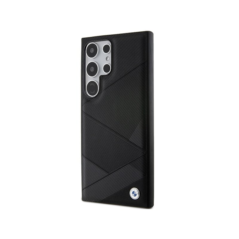 Husa BMW Samsung Galaxy S24 Ultra Natural Signature Leather Crossing Lines Pattern, negru, BMHCS24L23RCGPK