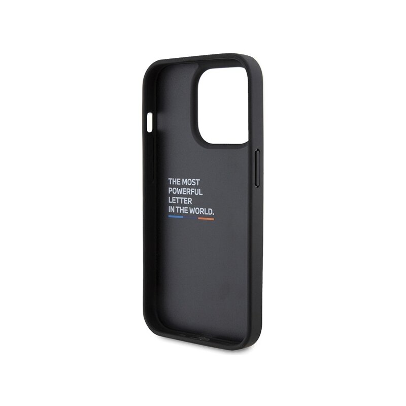 Husa BMW iPhone 15 Pro Leather Stamp Tricolor, negru, BMHCP15L22PTDK
