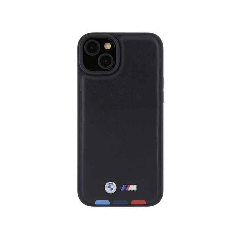 Husa BMW iPhone 15 Plus Leather Stamp Tricolor, negru, BMHCP15M22PTDK