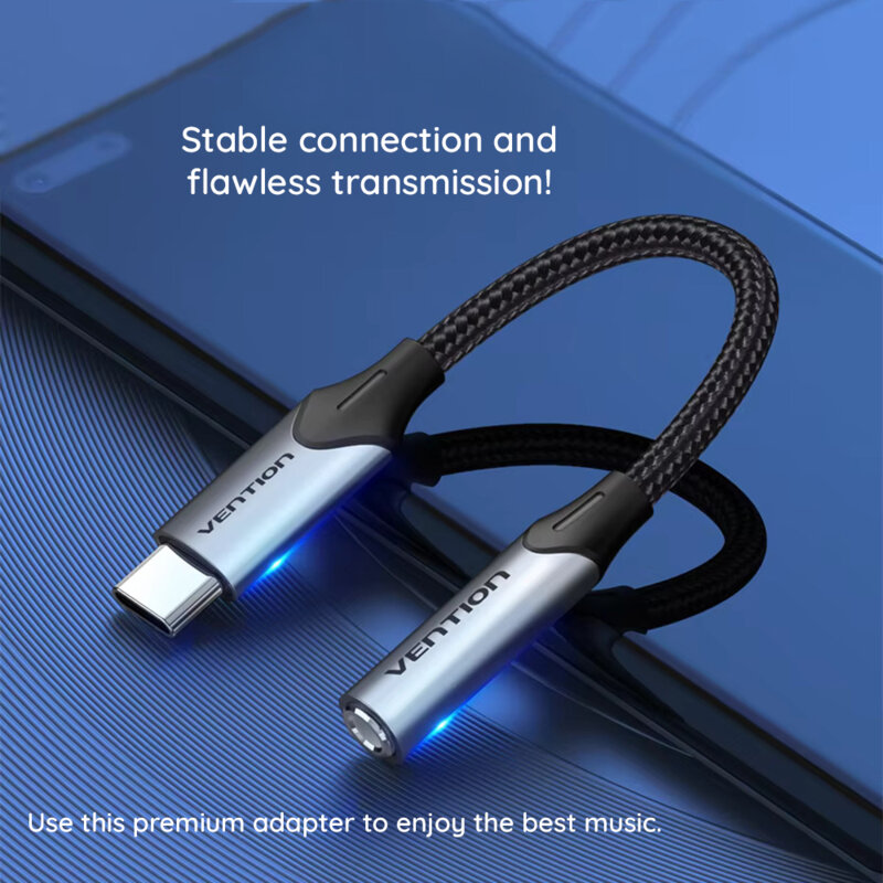 Adaptor audio Jack la Type-C, cu DAC Vention BGJHA, gri