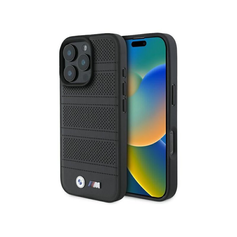 Husa BMW iPhone 16 Pro Max Hardcase M Perforated And Stitched Line MagSafe, negru, BMHMP16X23PUSPK