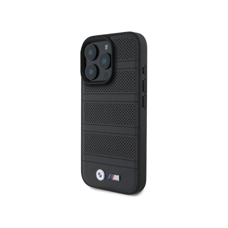 Husa BMW iPhone 16 Pro Max Hardcase M Perforated And Stitched Line MagSafe, negru, BMHMP16X23PUSPK