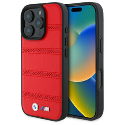 Husa BMW iPhone 16 Pro Max Hardcase M Perforated And Stitched Line MagSafe, rosu, BMHMP16X23PUSPR