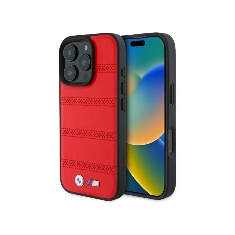Husa BMW iPhone 16 Pro Max Hardcase M Perforated And Stitched Line MagSafe, rosu, BMHMP16X23PUSPR