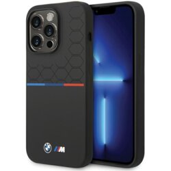 Husa BMW iPhone 15 Pro Silicone Pattern, negru, BMHCP15L22SMPK