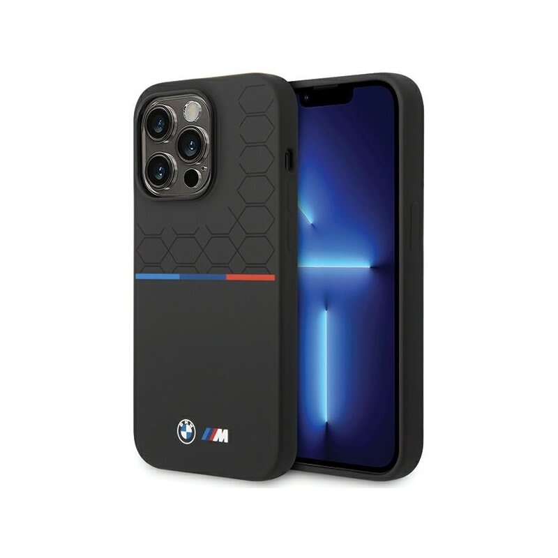 Husa BMW iPhone 15 Pro Silicone Pattern, negru, BMHCP15L22SMPK