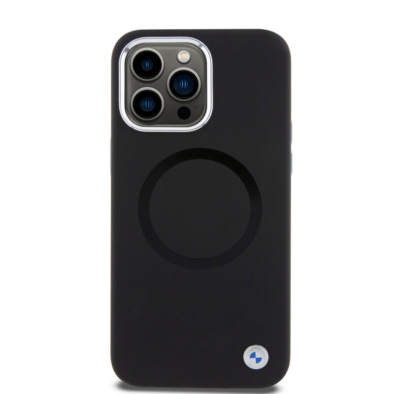 Husa BMW iPhone 15 Pro Max Signature Liquid Silicone MagSafe, negru, BMHMP15XSILBK2