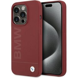 Husa BMW iPhone 15 Pro Max Hardcase Silicone Big Logo MagSafe, rosu, BMHMP15XSLBLRE