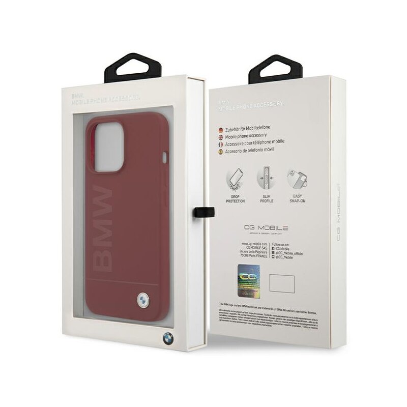 Husa BMW iPhone 15 Pro Max Hardcase Silicone Big Logo MagSafe, rosu, BMHMP15XSLBLRE