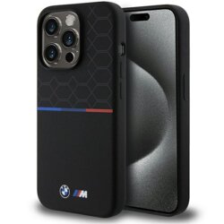 Husa BMW iPhone 15 Pro Hardcase M Silicone Pattern MagSafe, negru, BMHMP15L22SMPK