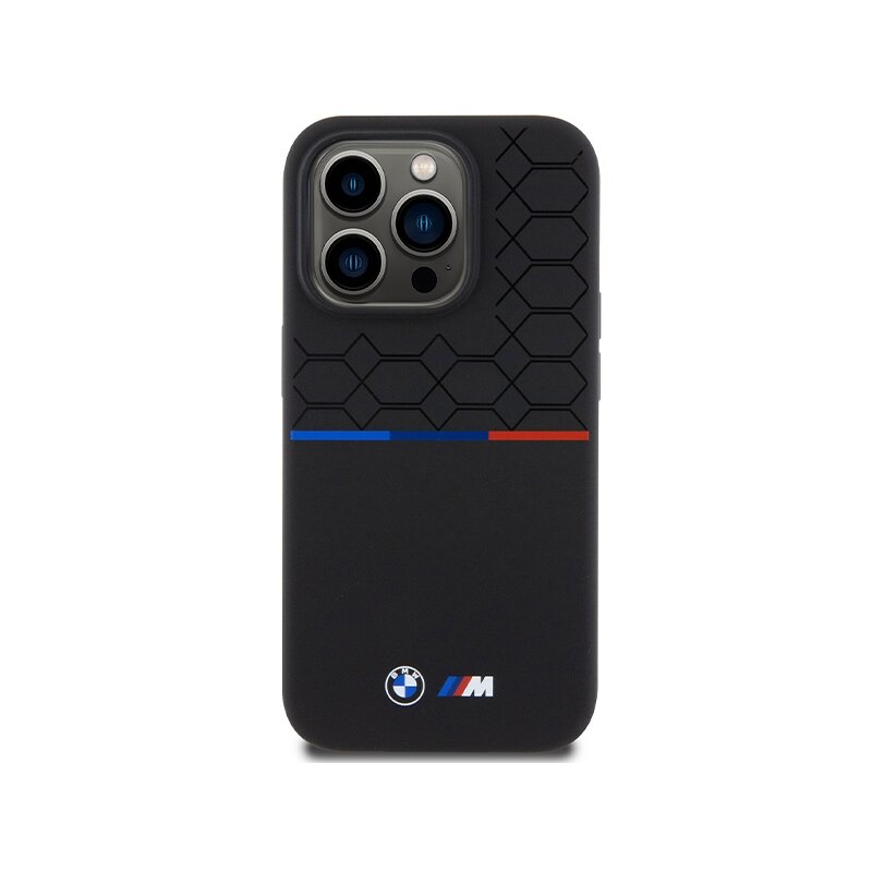 Husa BMW iPhone 15 Pro Hardcase M Silicone Pattern MagSafe, negru, BMHMP15L22SMPK