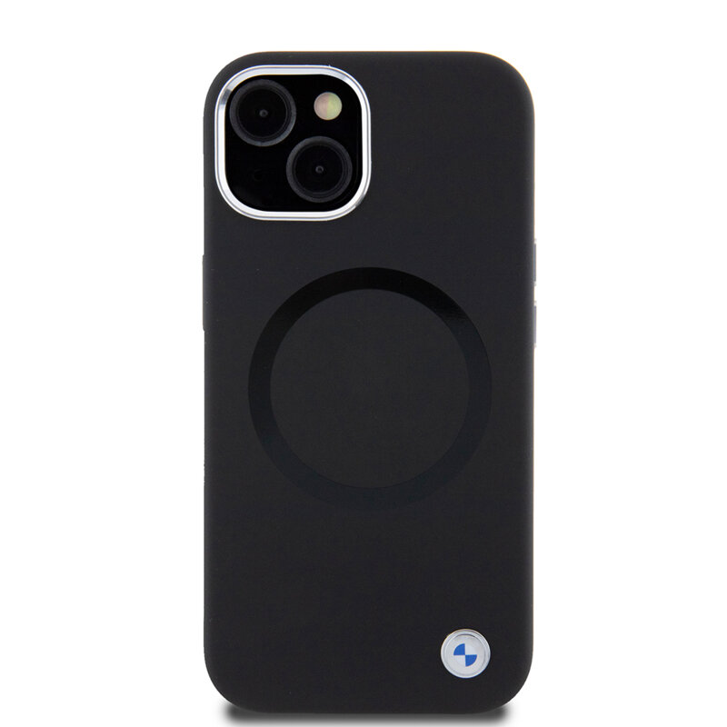 Husa BMW iPhone 15 Plus Signature Liquid Silicone MagSafe, negru, BMHMP15MSILBK2