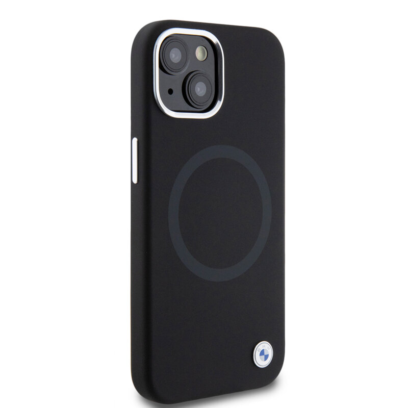 Husa BMW iPhone 15 Plus Signature Liquid Silicone MagSafe, negru, BMHMP15MSILBK2