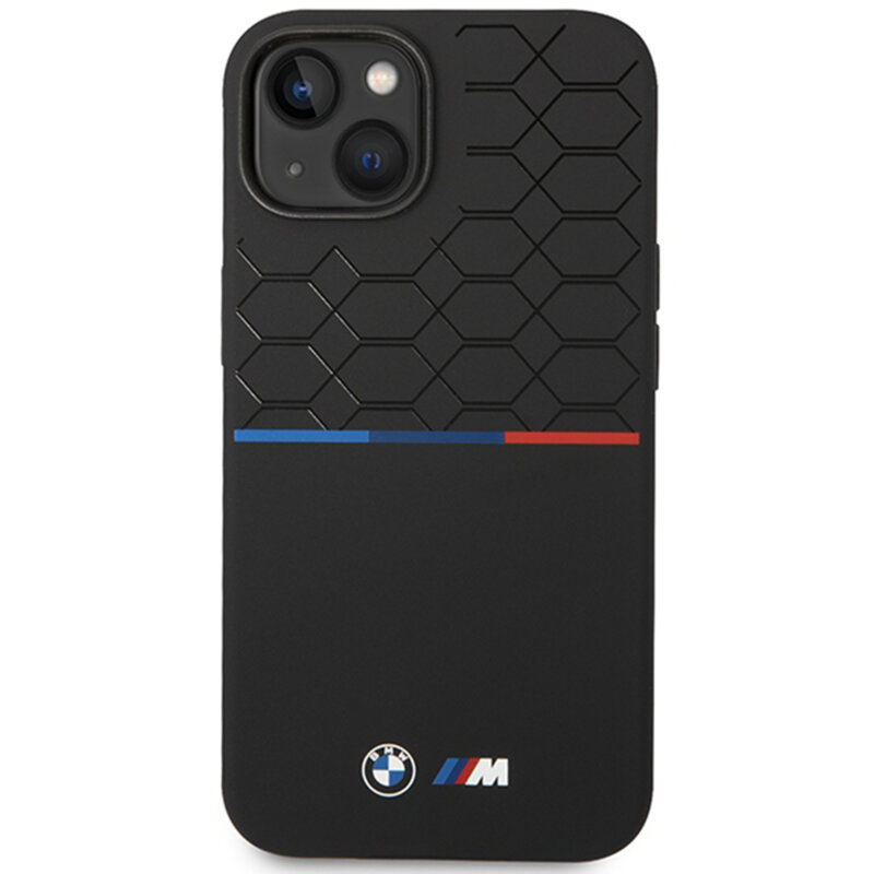 Husa BMW iPhone 15 Hardcase M Silicone Pattern MagSafe, negru, BMHMP15S22SMPK