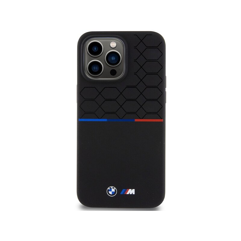 Husa BMW iPhone 15 Pro Max Hardcase M Silicone Pattern MagSafe, negru, BMHMP15X22SMPK