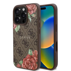Husa originala Guess iPhone 16 Pro Max Hardcase 4G Flower Print MagSafe, maro, GUHMP16XP4ROPEMCW