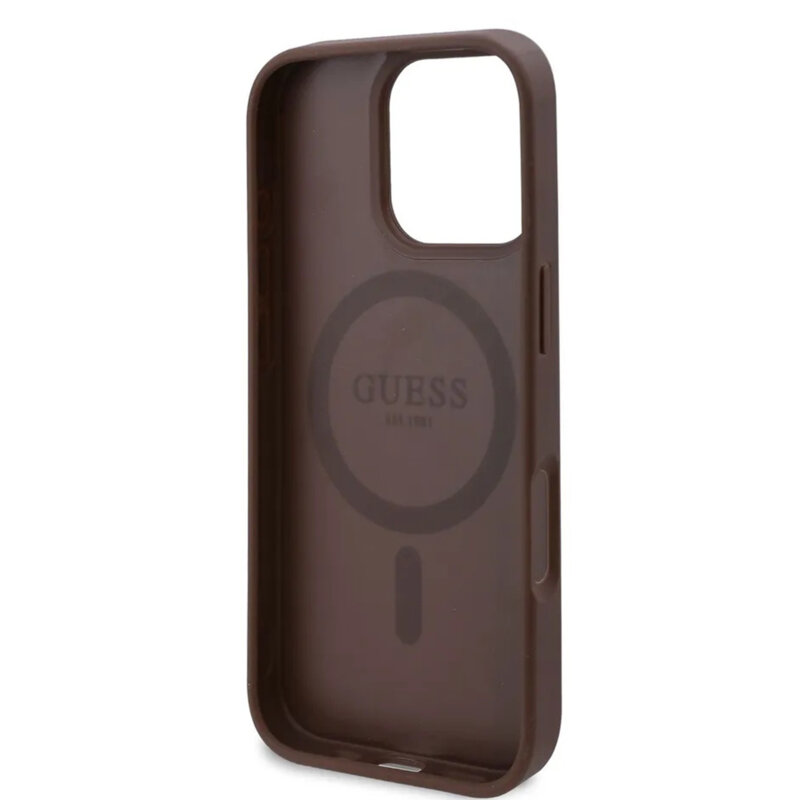 Husa originala Guess iPhone 16 Pro Hardcase 4G Flower Print MagSafe, maro, GUHMP16LP4ROPEMCW