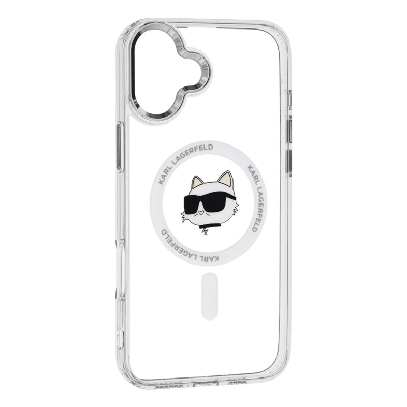 Husa iPhone 16 Plus Karl Lagerfeld IML MagSafe, Choupette`s Head, alb, KLHMP16MHLSCHH