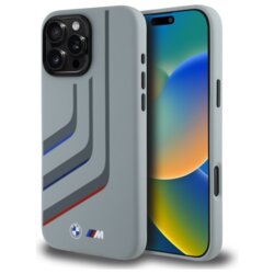 Husa BMW iPhone 16 Pro Max Hardcase Silicone Turning Lines MagSafe, gri, BMHMP16X23SLIG
