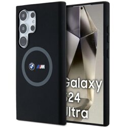 Husa BMW Samsung Galaxy S24 Ultra Hardcase M Silicone Printed Ring MagSafe, negru, BMHMS24L23SROK