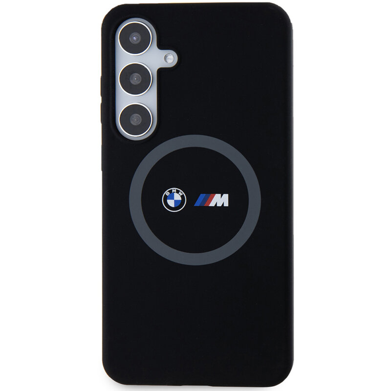 Husa BMW Samsung Galaxy S24 Plus Hardcase M Silicone Printed Ring MagSafe, negru, BMHMS24M23SROK