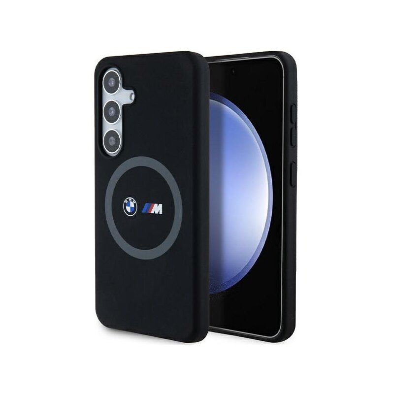 Husa BMW Samsung Galaxy S24 Hardcase M Silicone Printed Ring MagSafe, negru, BMHMS24S23SROK