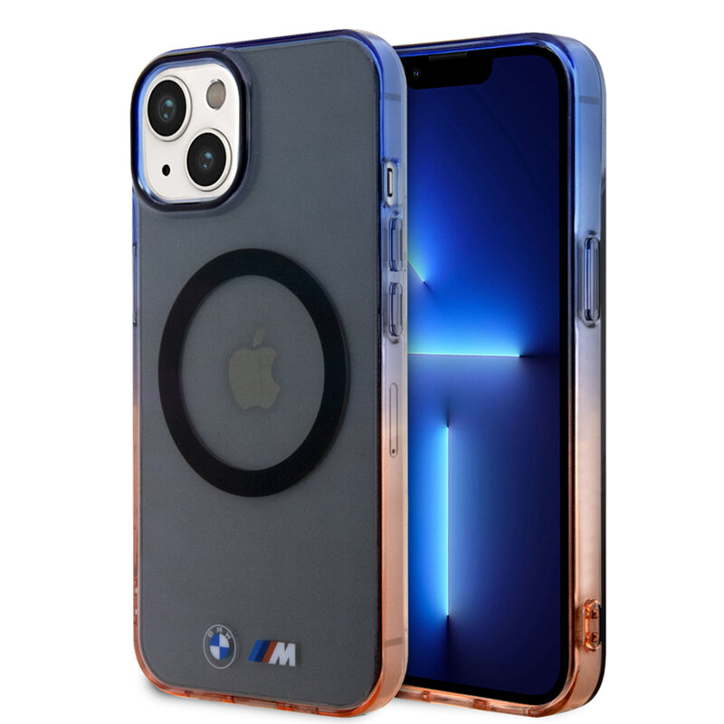 Husa BMW iPhone 15 Hardcase Gradient Bumper MagSafe, gri, BMHMP15SHTGE