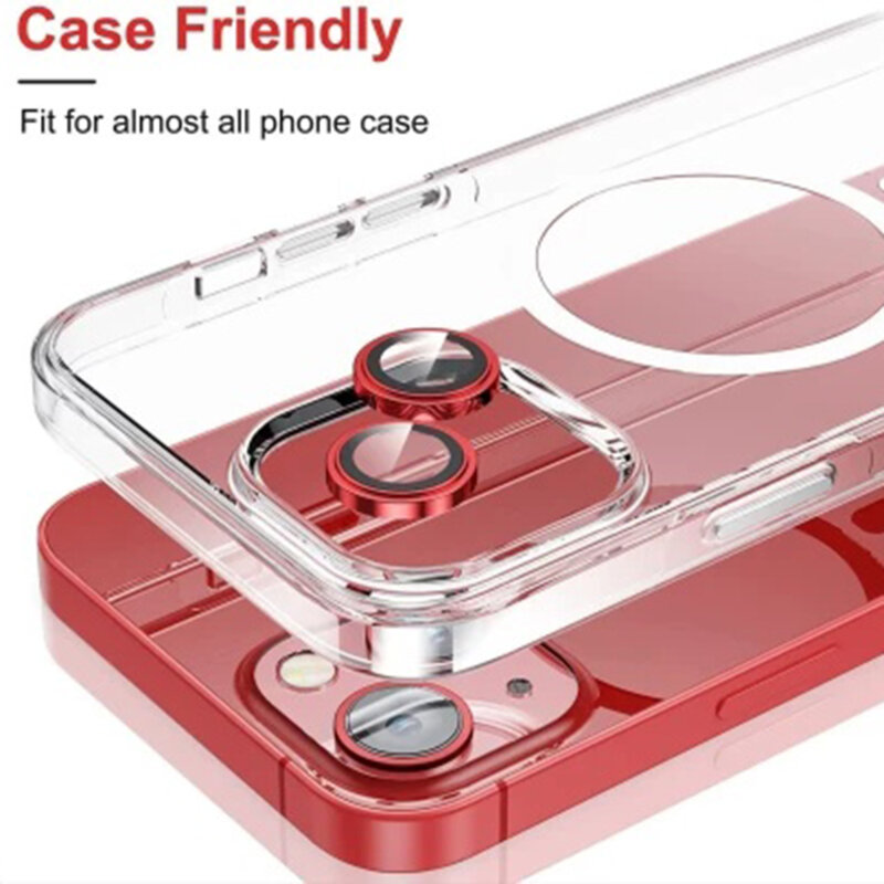 Folie sticla iPhone 14 Camera Protector Lito S+, rosu