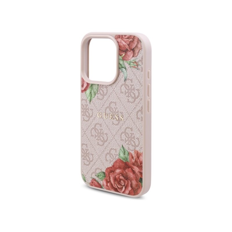 Husa originala Guess iPhone 16 Pro Hardcase 4G Flower Print MagSafe, roz, GUHMP16LP4ROPEMCP
