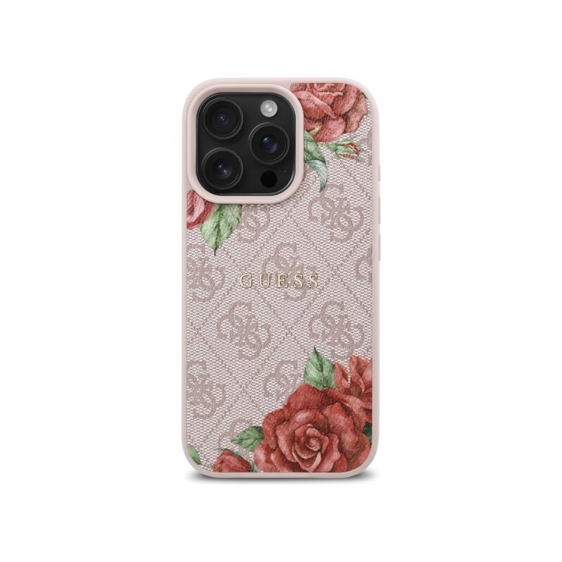 Husa originala Guess iPhone 16 Pro Max Hardcase 4G Flower Print MagSafe, roz, GUHMP16XP4ROPEMCP