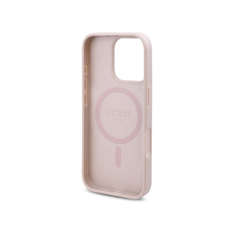 Husa originala Guess iPhone 16 Pro Max Hardcase 4G Flower Print MagSafe, roz, GUHMP16XP4ROPEMCP