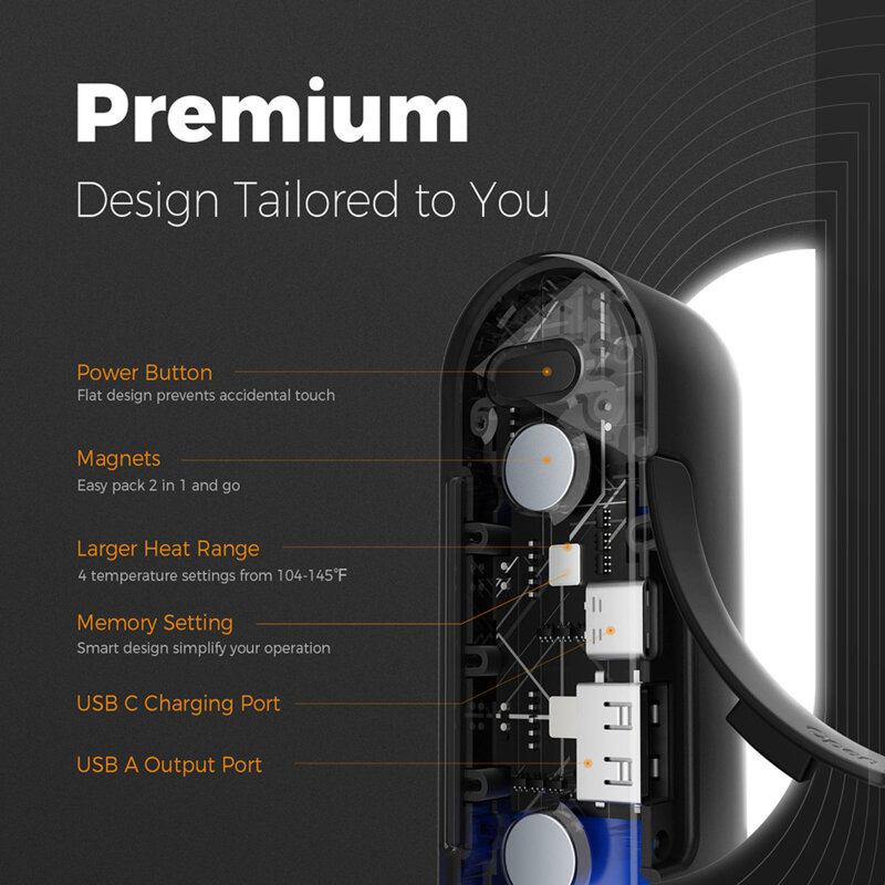 Incalzitoare corporale baterie externa Ocoopa, 2x 5000mAh, UT2S-GY