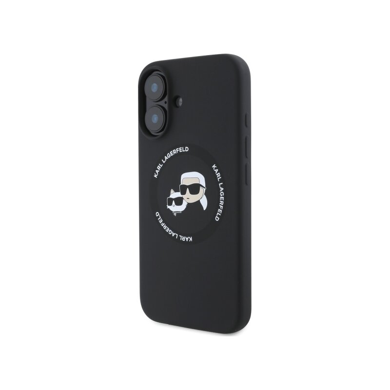 Husa Karl Lagerfeld iPhone 16 Silicone MagSafe, negru, Karl&Choupette Head, KLHMP16SSKCHTCK