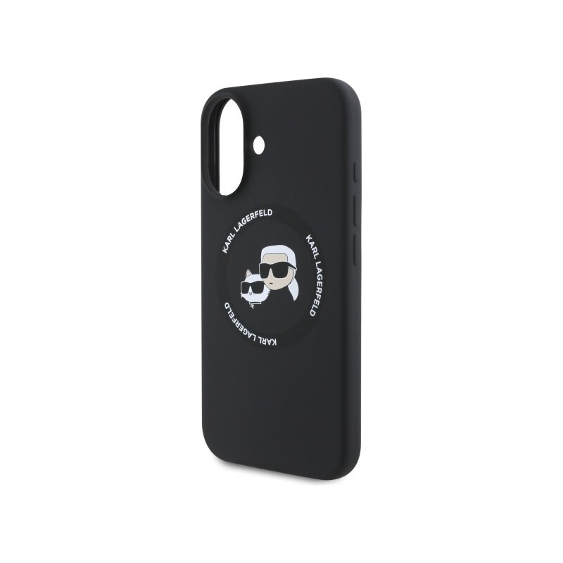 Husa Karl Lagerfeld iPhone 16 Silicone MagSafe, negru, Karl&Choupette Head, KLHMP16SSKCHTCK