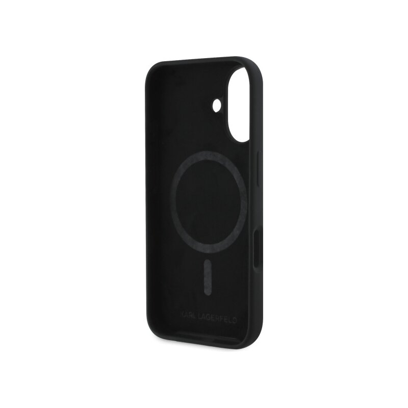 Husa Karl Lagerfeld iPhone 16 Silicone MagSafe, negru, Karl&Choupette Head, KLHMP16SSKCHTCK