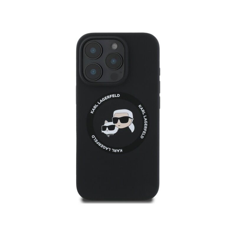 Husa Karl Lagerfeld iPhone 16 Pro Max Silicone MagSafe, negru, Karl&Choupette Head, KLHMP16XSKCHTCK