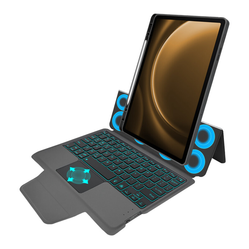 [Pachet 360°] Husa cu tastatura + folie Samsung Galaxy Tab S10 FE Techsuit KeyTab Pro, negru