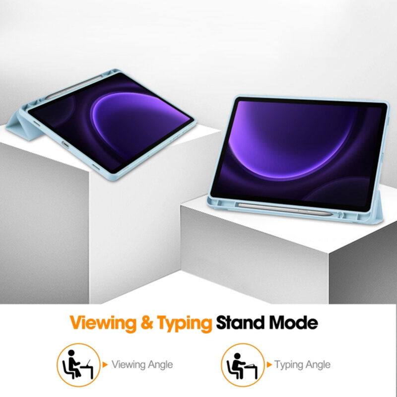 Husa Samsung Galaxy Tab S10 FE Techsuit Flex Trifold Pen, bleu