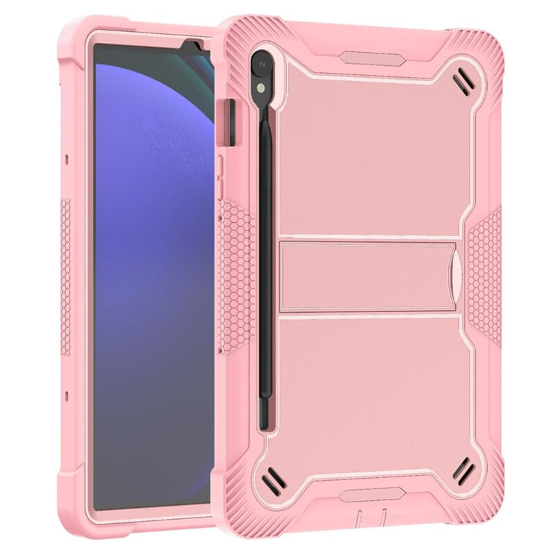 [Pachet 360°] Husa + folie sticla Samsung Galaxy Tab S10 FE Techsuit Rugged TabShell, roz
