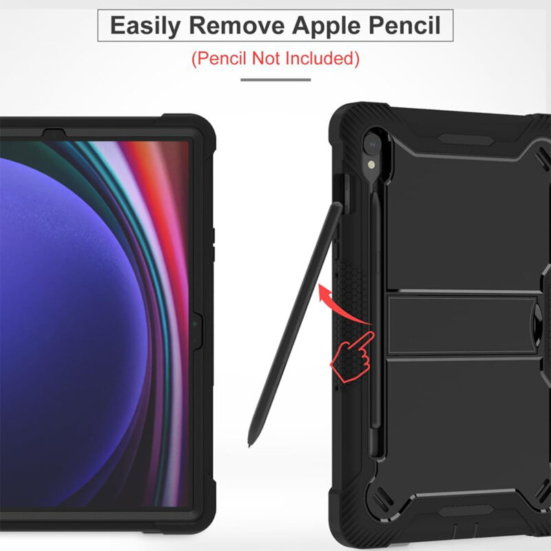 [Pachet 360°] Husa + folie sticla Samsung Galaxy Tab S10 FE Techsuit Rugged TabShell, negru