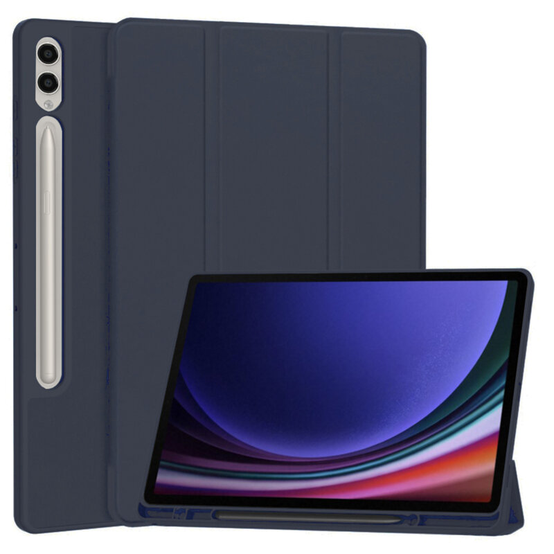 Husa Samsung Galaxy Tab S9 FE Plus Techsuit Flex Trifold Pen, bleumarin