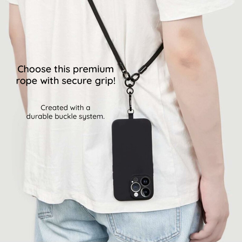 Lanyard telefon Techsuit Rope Crossbody Strap RCS1-03, negru