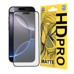 Folie sticla iPhone 16 Pro Max Lito HD Pro Matte, negru