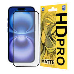 Folie sticla iPhone 16 Lito HD Pro Matte, negru