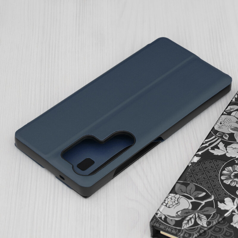 Husa Samsung Galaxy S25 Ultra Eco Leather View flip tip carte, albastru